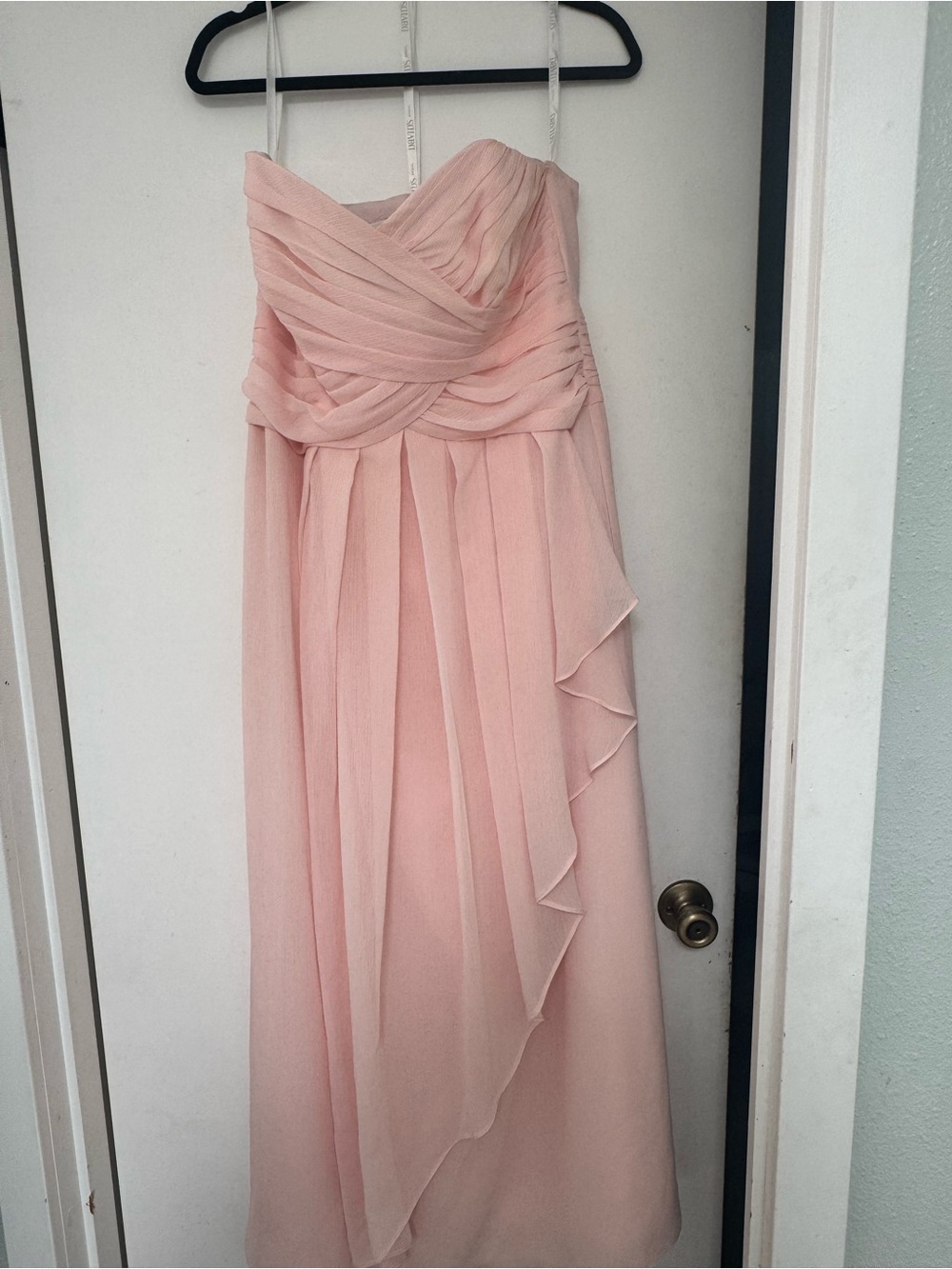 Elegant Strapless Pink Chiffon Dress